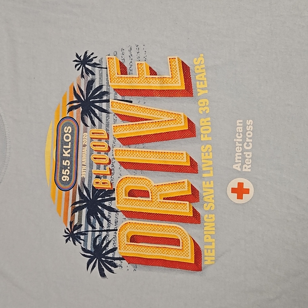 95.5 KLOS FM Radio 39th Annual 2020 Blood Drive graphic tee Red Cross Lrg. - Picture 2 of 5